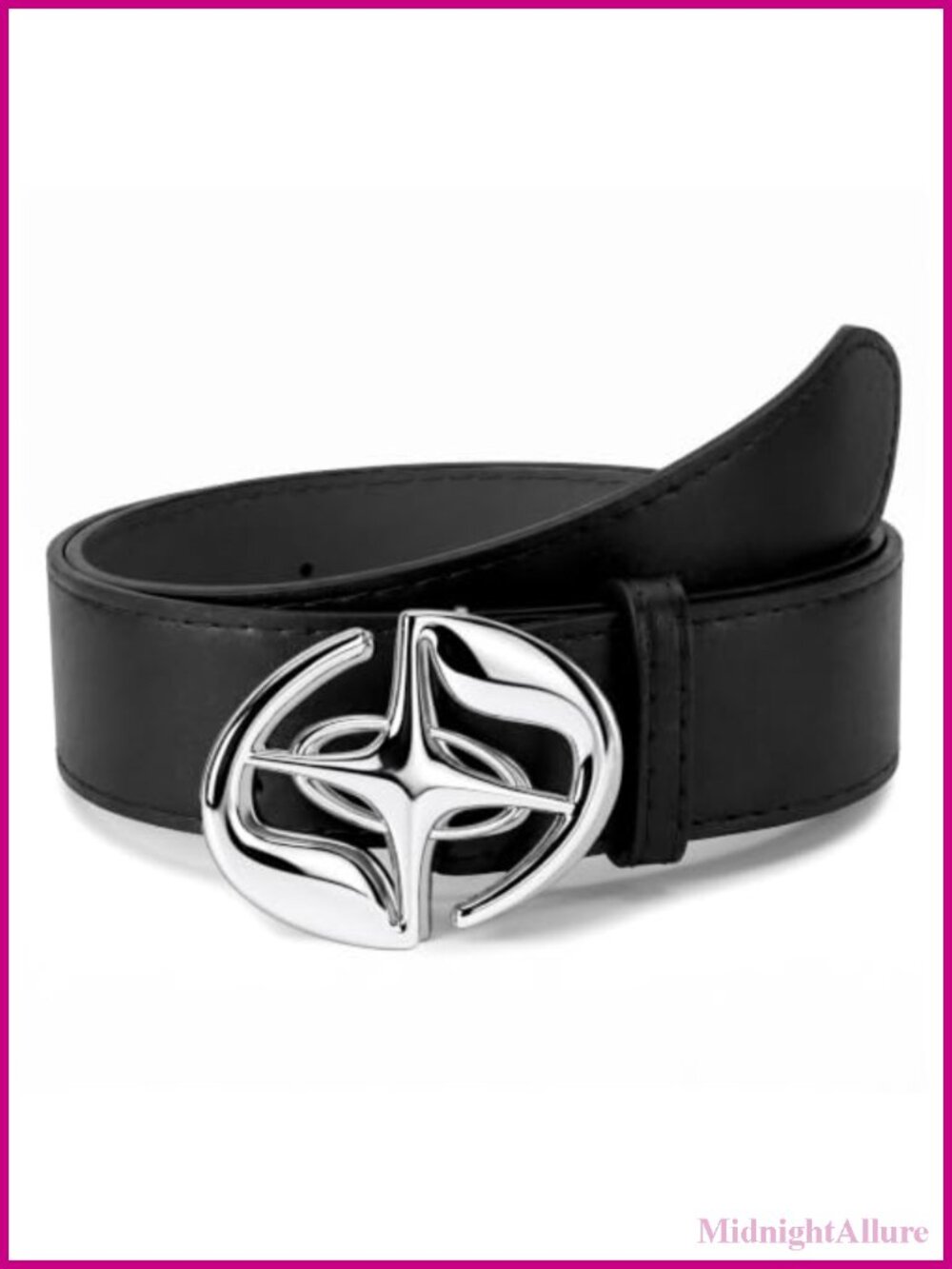 Y2k Faux Leather Belt Star Metal Buckle Adjustable Unisex